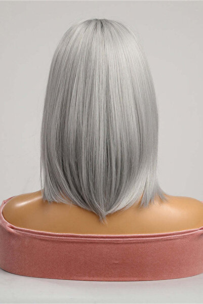 WildFashion Blonde-gray wig with long hair and bangs, bob style PER117-6