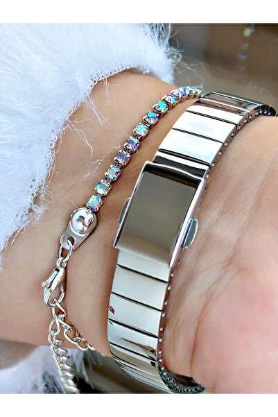 Ferrucci Silver Metal Women's Watch with Green Dial