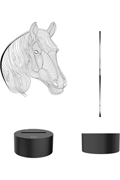 OEM Lumină de noapte 3D în formă de cal, 8 culori, alimentată prin USB