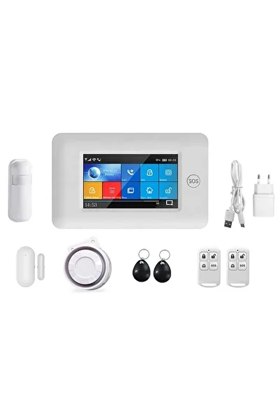ACJ WiFi + GSM Alarm System Kit, Touch Screen, Alexa and Google Assistant Compatible