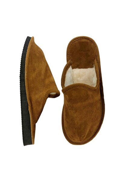 OEM Men's suede slippers, wool lining, cognac, size 43-44 EU