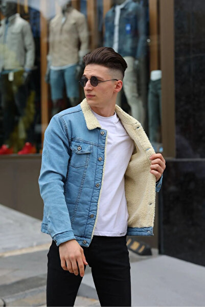 Wkm Denim Erkek İçi Kürklü Denim Kot Ceket