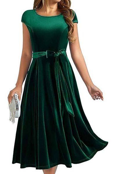 OEM Elegant dress, above the knee, sleeveless, velvet green XL