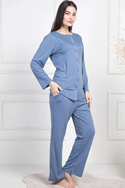 Mavelle Women's Lace Detailed Plus Size Pajama Set 6104