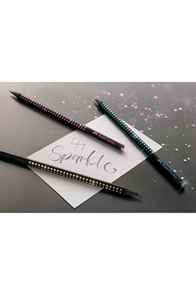 Faber Castell Μολύβι γραφίτη Faber-Castell B με τριγωνική λαβή, σε χρώμα sparkle wood, μαύρο, midnight gold.