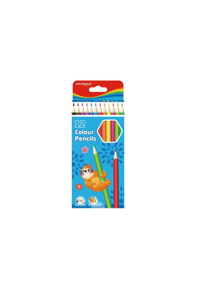 KEYROAD Set of 12 colored pencils, hexagonal, 12 colors, cardboard blister