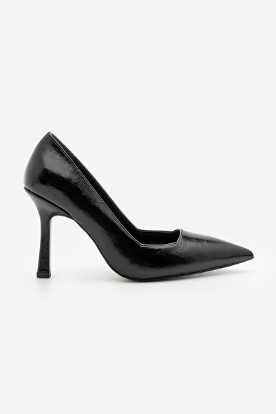 Marjin Kadın Stiletto Sivri Burun Klasik Topuklu Ayakkabı Zarte Siyah