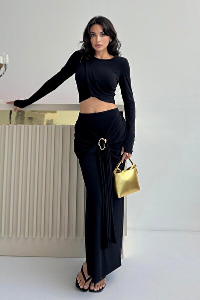 Serica Moda Set de fuste bluze cu detaliu cu cataramă neagră