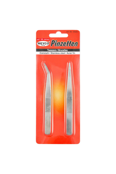 Meyco Steel tweezers, 2 pcs