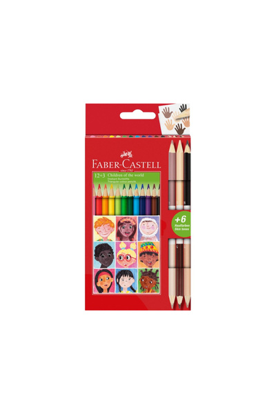 Faber Castell Children of the World Faber-Castell 12 + 3 colors triangular and bicolor leather colored pencils
