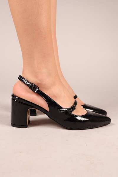 Birikon Eila Single Strap Open Back Heeled Shoes Black