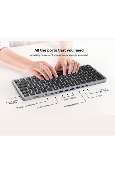 Unitek لوحة مفاتيح بلوتوث D1092A QWERTY أمريكية أحادية اللون