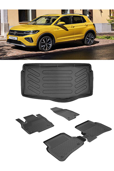 Sahler Volkswagen T-Cross 2022 ve Sonrası 4.5D Paspas 3D Rizline ALT Bagaj Ha...