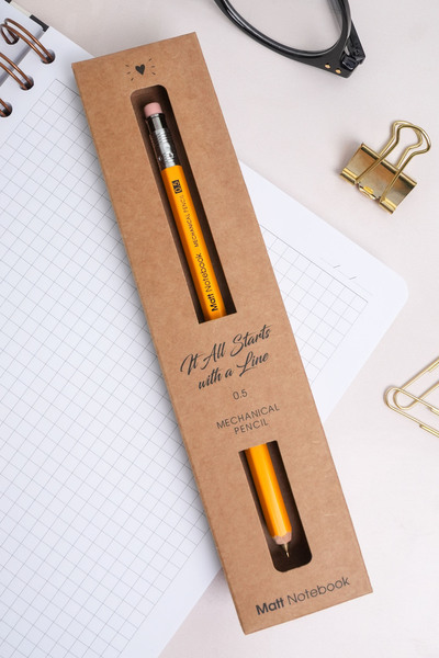 Matt Notebook Premium Wooden Body Versatile Tip Pen 0.5 mm Yellow