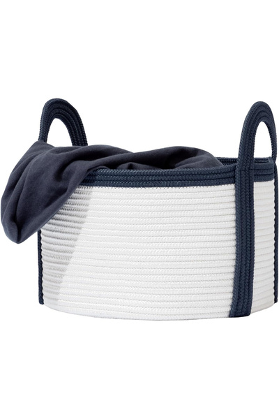 OEM Large white polypropylene storage basket with black side handles, 34L, diameter 40cm and 25cm height
