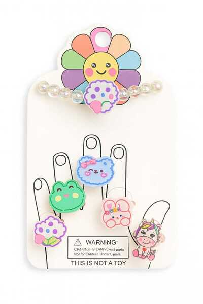 Eva Rose 3-6 Years Old 6-Piece Girls' Ring Bracelet Set Girls' Bracelet Girls' Jewelry Set Girls' Ring