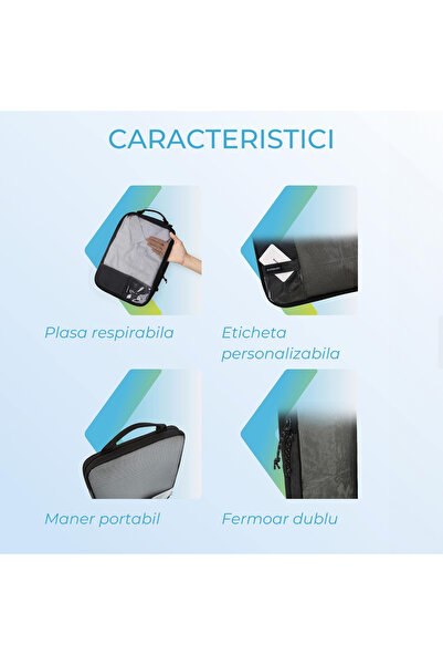 Elindor Set of 6 Elindor® Compression Cubes for Luggage Organization – Black, Lightweight