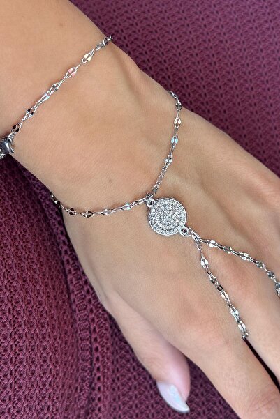 TAKIŞTIR Silver Color Stone Detailed Steel Şahmeran