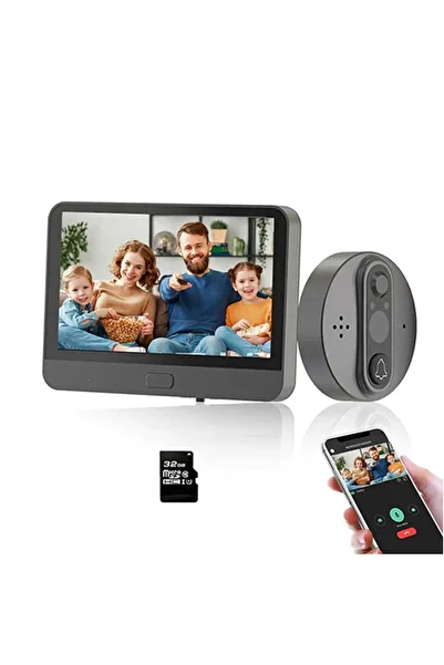 Widjit Smart Video Doorbell WiFi with LCD Indoor Unit, 32GB Card, Compatible with Tuya
