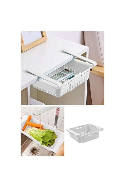 CKM silikon Adjustable Hanging Shelf in the Cabinet, Refrigerator Accordion Storage Shelf with Strainer, Organizer Organizer