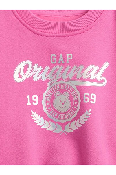 GAP Kız Bebek Pembe Vintage Yumuşak Logo Sweatshirt