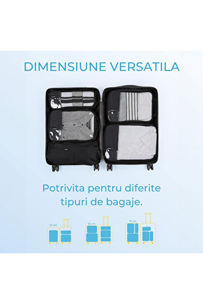 Elindor Set of 6 Elindor® Compression Cubes for Luggage Organization – Black, Lightweight