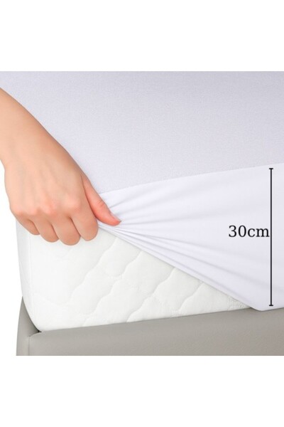 DELUXE Pucioasa Protectie saltea frotir impermeabila 90×200 cm – alb