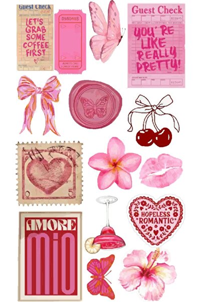 krc Estetik Pembe Romantik Sticker Seti – Ajanda, Defter, Laptop, Telefon İçin