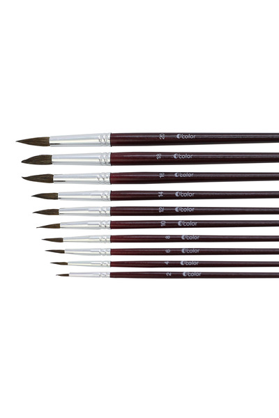 OColor Set of 10 round brushes no. 8, made of pony hair