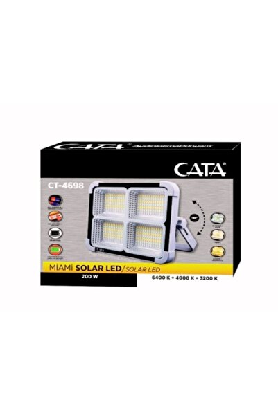 Cata Ct-4698 Miami Solar Led Projektör (YENİ SOLAR PANEL VE PİL ÖMRÜ GÜÇLENDİRİLMİŞ)