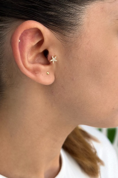 Utku Kuyumculuk 14 AYAR DENİZYILDIZI TRAGUS HELİX KÜPE