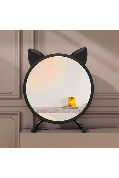 MNS Round cosmetic mirror with stable stand and elegant black frame