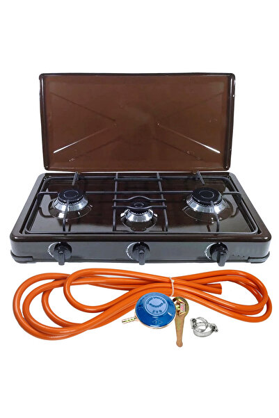 MXM Aragaz maro, 3 arzătoare + kit GPL reglabil RH-10 + tub flexibil 2M + 2 cleme