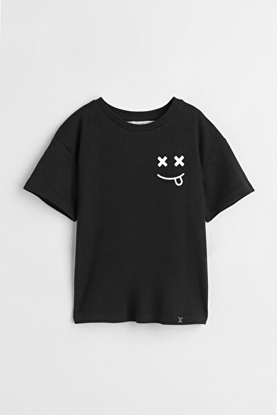 Darkia تي شيرت للأطفال مطبوع عليه رمز تعبير الابتسامة السعيدة باللون الأبيض ل...