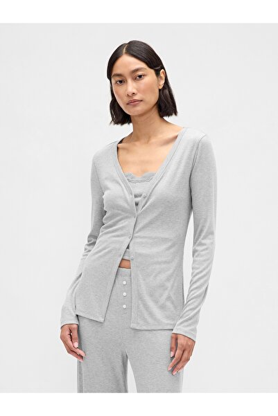 GAP Kadın Gri Supersoft Pijama Hırka