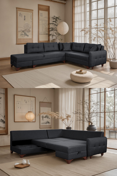 Eymense Cloft Köşe Koltuk Antrasit Sol Köşe