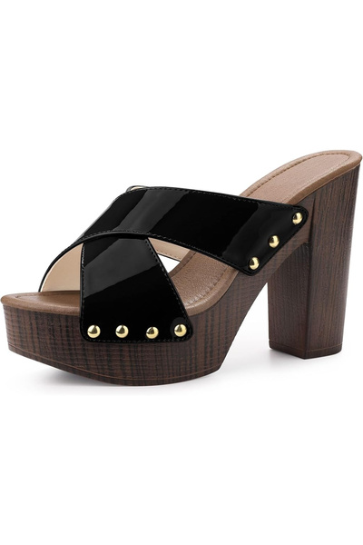 OEM Elegant platform sandals with thick heels, black, size 40