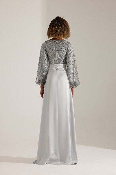 BETTY & SAM CHARBEL GRİ GECE ELBİSESİ