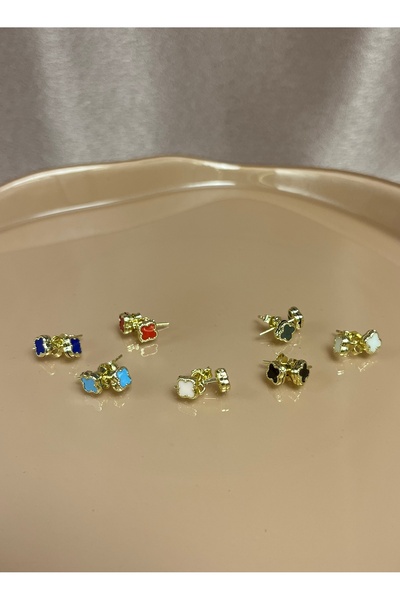 Side Gold Kuyumculuk 14 Ayar Altın Pembe Yonca Küpe