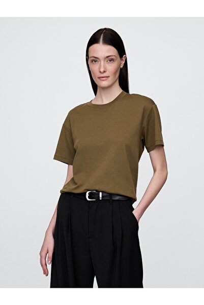 GAP Kadın Haki Supima® Pamuk Relaxed T-Shirt