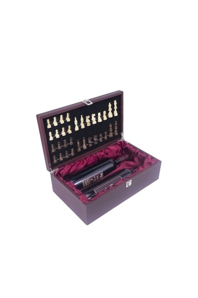 Doty Set cadou elegant Checkmate Bachus, cutie din lemn pentru 2 sticle de vi...