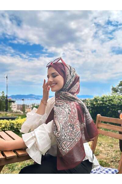 MODA Vela Pattern Soft Shawl - Burgundy