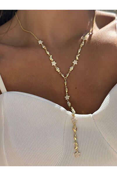 MyladyAccessoriess قلادة فاطمة العظيمة بتفاصيل يد ونجمة على شكل حرف Y (فولاذ)