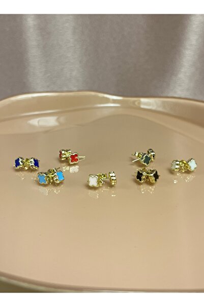 Side Gold Kuyumculuk 14 Ayar Altın Kırmızı Yonca Küpe