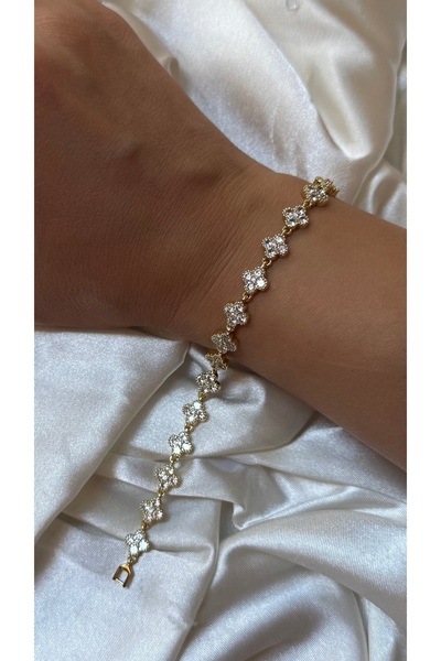 ADENNA JEWELRY Taşlı Yonca Şık Bileklik