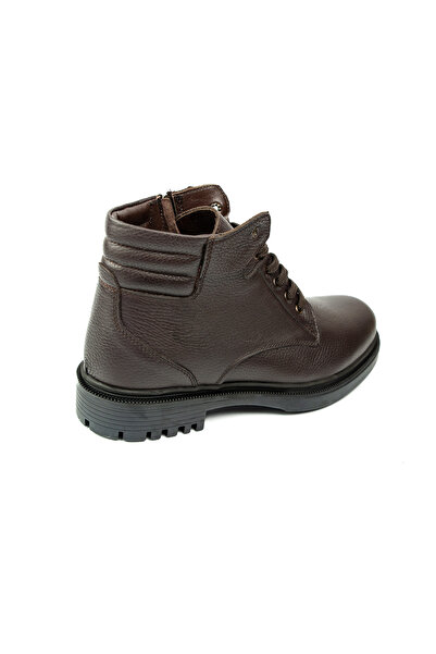 JAMES FRANCO 139 Brown Leather Men's Boots with Fur Inside