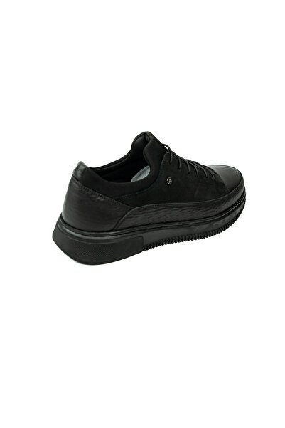 JAMES FRANCO 1502 Μαύρα δερμάτινα ανδρικά casual παπούτσια