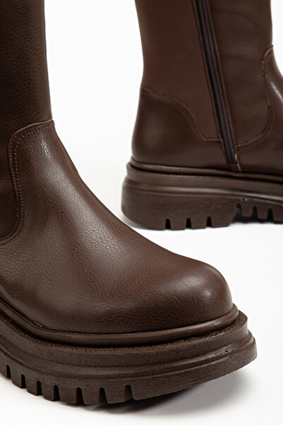 RİSSOLİ Hořkohnědé DÁMSKÉ BOTY S ELASTICKÝM PÁSKEM POD KOLENA