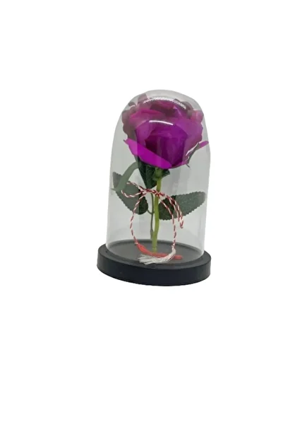 OEM Purple velvet rose dome 18cmx11.5cm