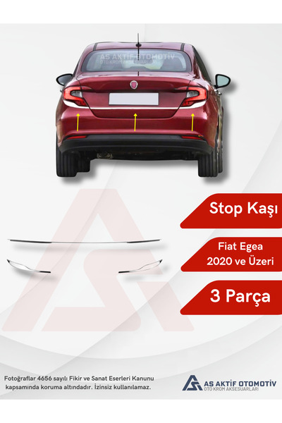 as aktif otomotiv oto krom aksesuarları Fiat Egea SD Stop Kaşı 3 Parça Krom P...